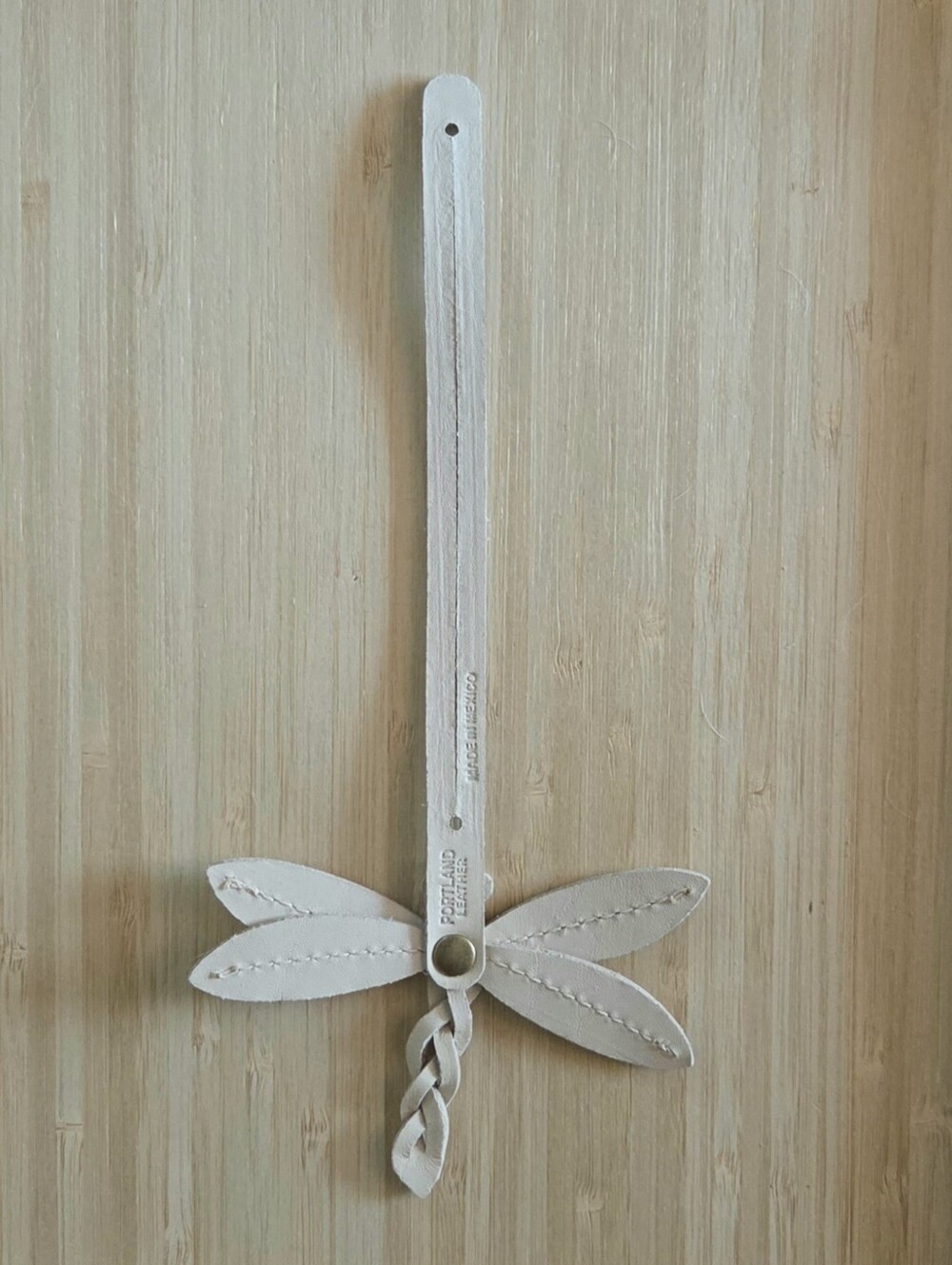 Portland Leather Dragonfly Tassel Bagcharm in Bone